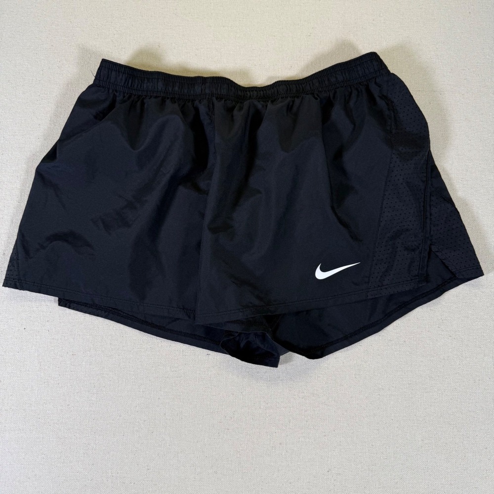 Nike Dri-FIT Men's Running Shorts Black Mesh Panels Large 3 Inch Inseam Liner
